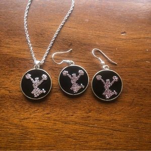 Retro and sparkly, pink cheerleader jewelry
